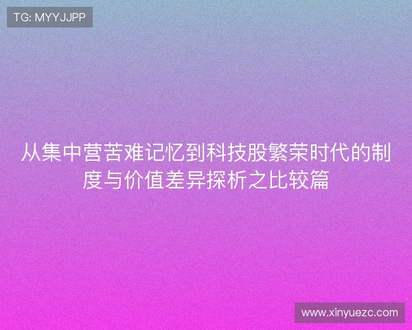 从集中营苦难记忆到科技股繁荣时代的制度与价值差异探析之比较篇 从集中营苦难记忆到科技股繁荣时代的制度与价值差异探析之比较篇